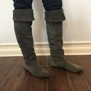 Grey suede OTK boots